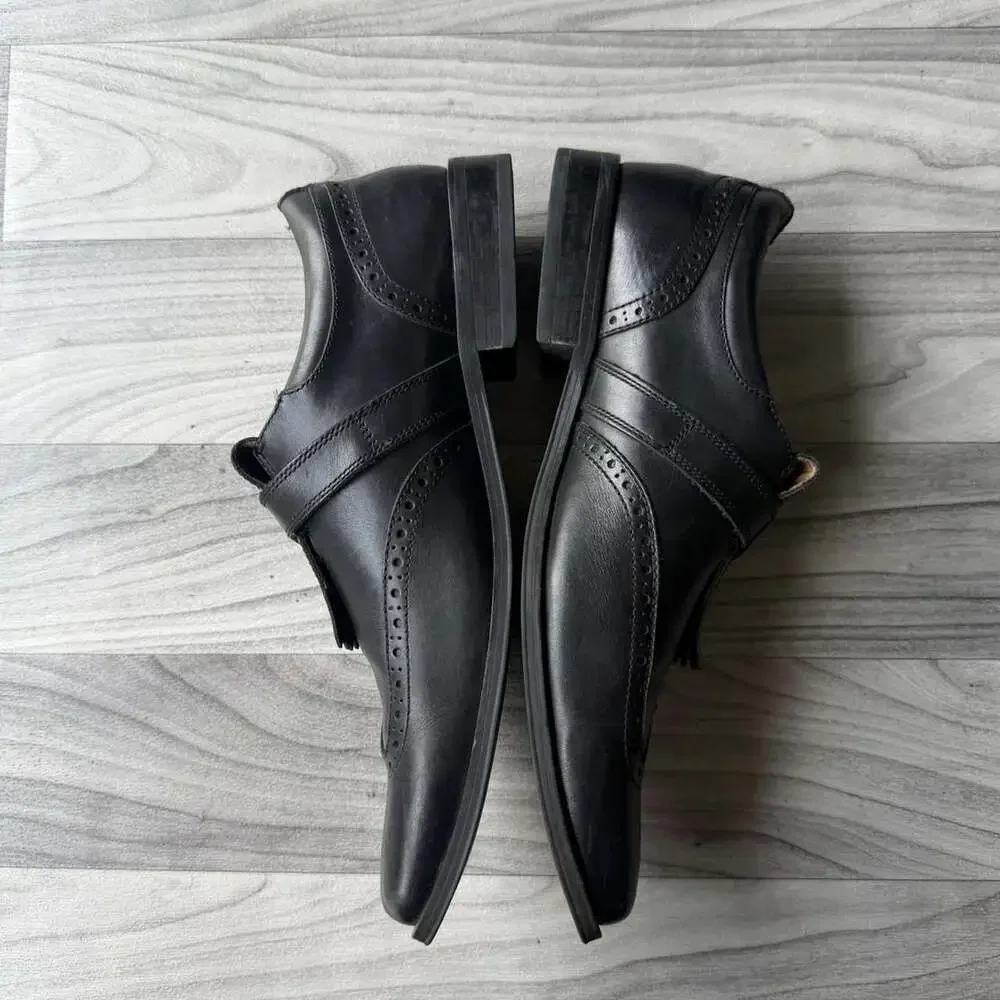 Vionic Black Leather Kiltie Monk Strap Oxford Dress Shoes